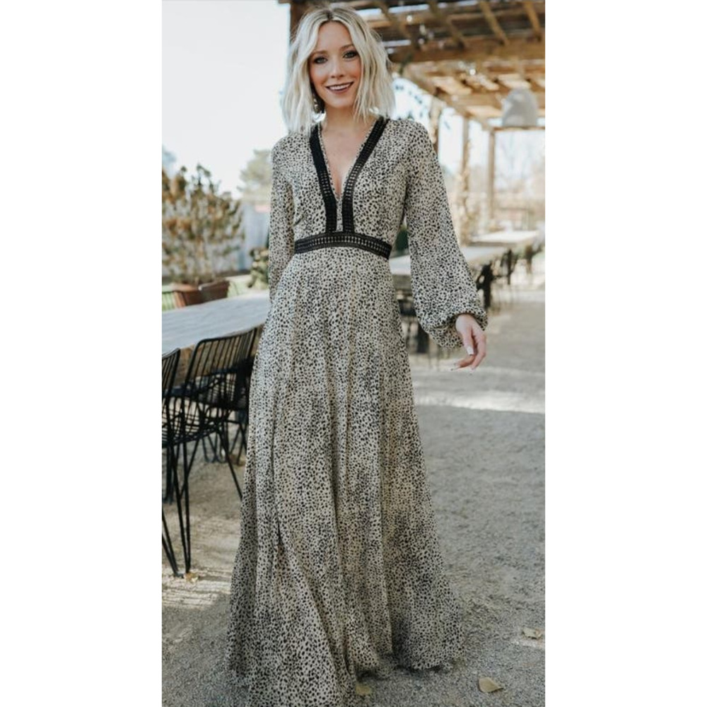 Baltic Born Leopard Print Maxi Dress with Black Accents